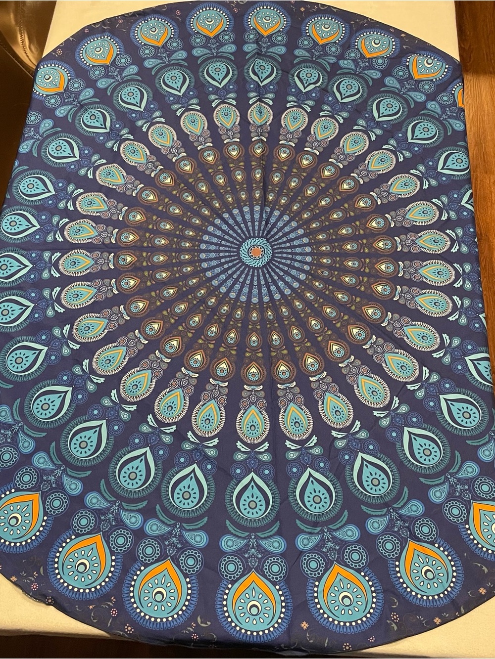 Blue Mandala Wall Tapestry - Decorative Boho Home Wall Decor, 58” diameter